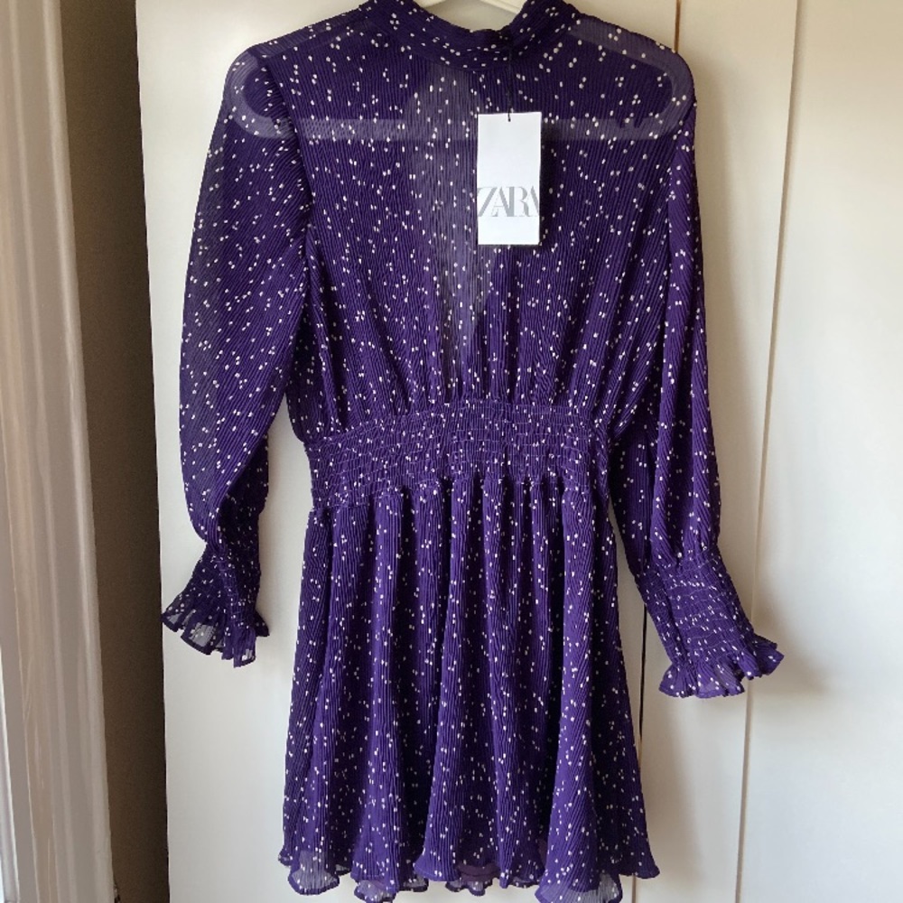 Purple white dots dress